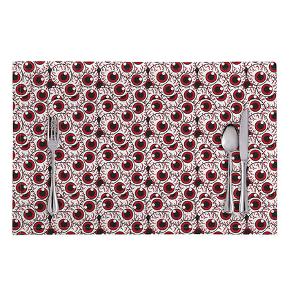 Creepy Red Eyeball Pattern Print Placemat