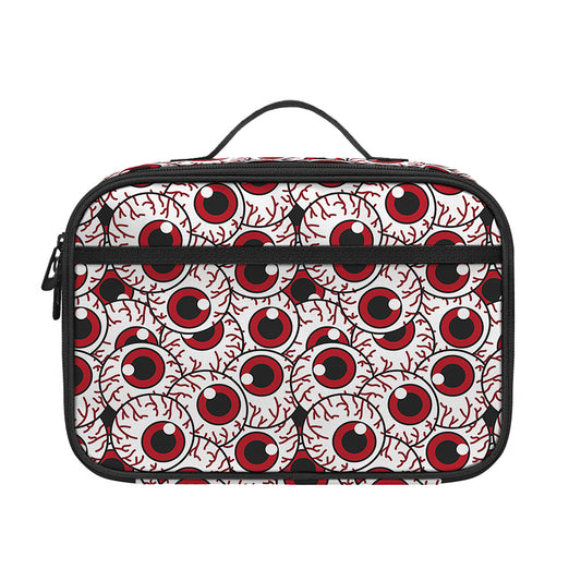 Creepy Red Eyeball Pattern Print Portable Lunch Bag