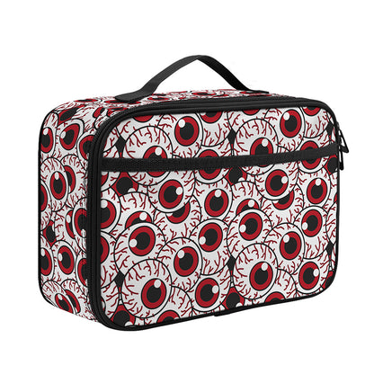 Creepy Red Eyeball Pattern Print Portable Lunch Bag