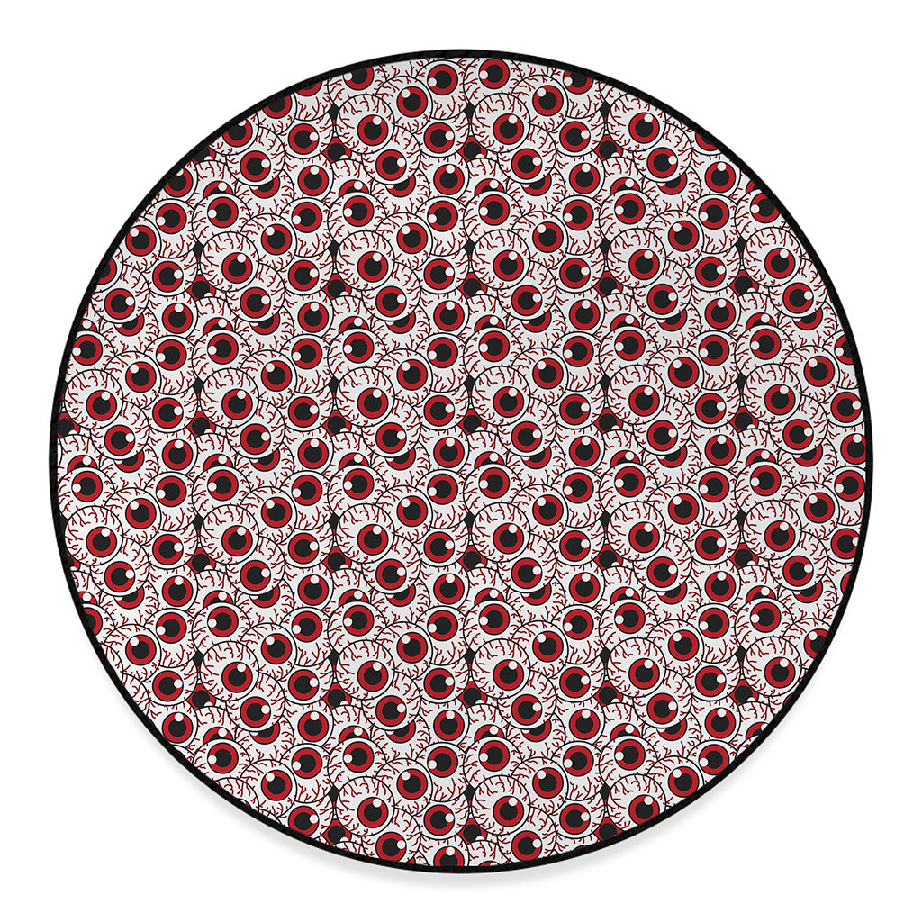 Creepy Red Eyeball Pattern Print Round Floor Mat