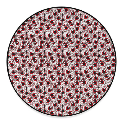 Creepy Red Eyeball Pattern Print Round Floor Mat