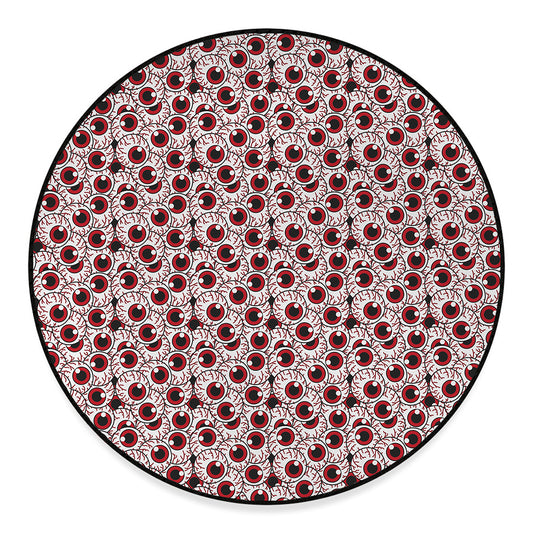 Creepy Red Eyeball Pattern Print Round Floor Mat