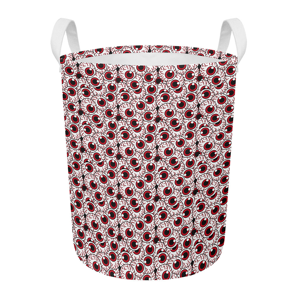 Creepy Red Eyeball Pattern Print Round Laundry Basket