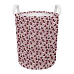 Creepy Red Eyeball Pattern Print Round Laundry Basket