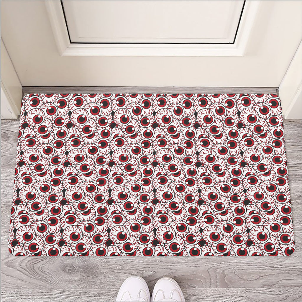 Creepy Red Eyeball Pattern Print Rubber Doormat