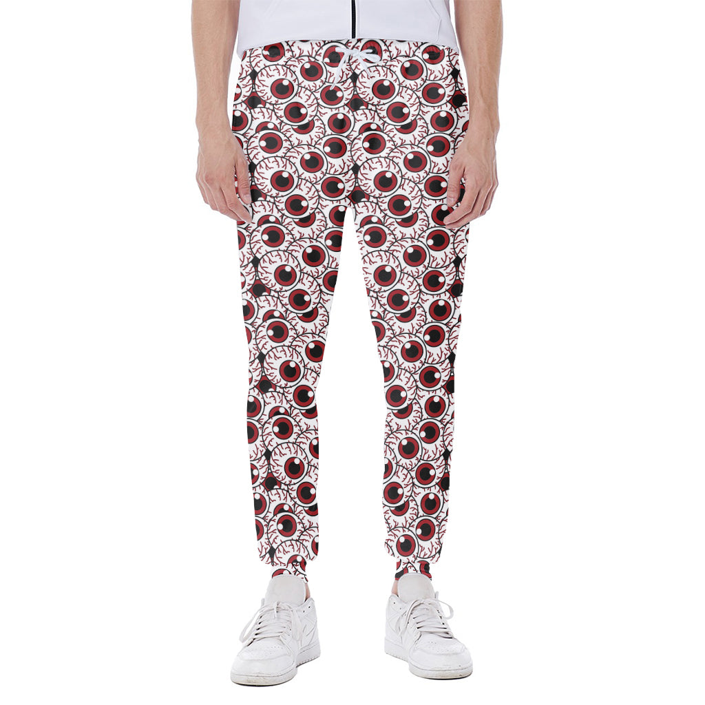 Creepy Red Eyeball Pattern Print Scuba Joggers