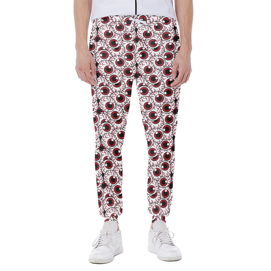 Creepy Red Eyeball Pattern Print Scuba Joggers