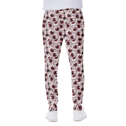 Creepy Red Eyeball Pattern Print Scuba Joggers