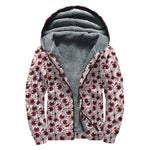 Creepy Red Eyeball Pattern Print Sherpa Lined Zip Up Hoodie