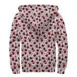 Creepy Red Eyeball Pattern Print Sherpa Lined Zip Up Hoodie