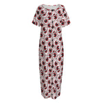 Creepy Red Eyeball Pattern Print Short Sleeve Long Nightdress