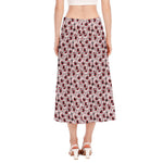 Creepy Red Eyeball Pattern Print Side Slit Midi Skirt