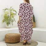 Creepy Red Eyeball Pattern Print Silk V-Neck Kaftan Dress