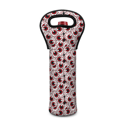Creepy Red Eyeball Pattern Print Single Neoprene Wine Tote
