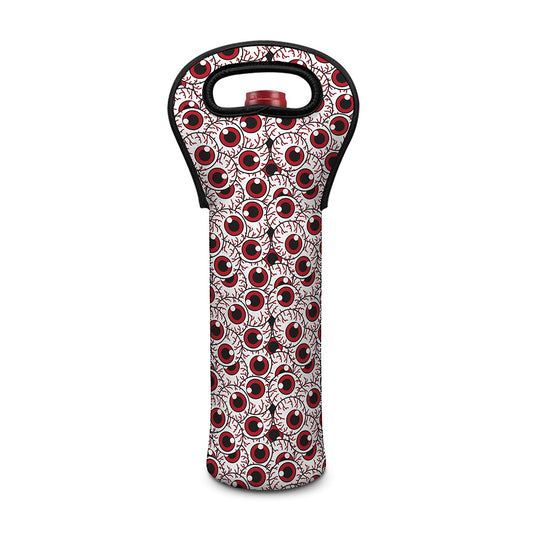 Creepy Red Eyeball Pattern Print Single Neoprene Wine Tote