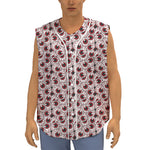 Creepy Red Eyeball Pattern Print Sleeveless Baseball Jersey