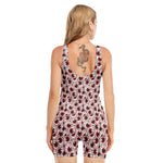 Creepy Red Eyeball Pattern Print Sleeveless One Piece Swimsuit