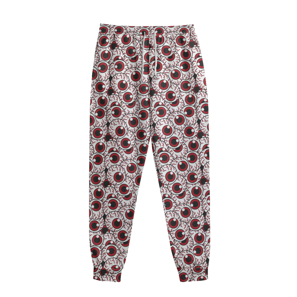 Creepy Red Eyeball Pattern Print Sweatpants