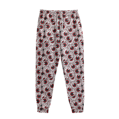 Creepy Red Eyeball Pattern Print Sweatpants