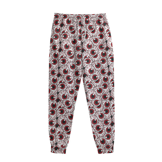 Creepy Red Eyeball Pattern Print Sweatpants