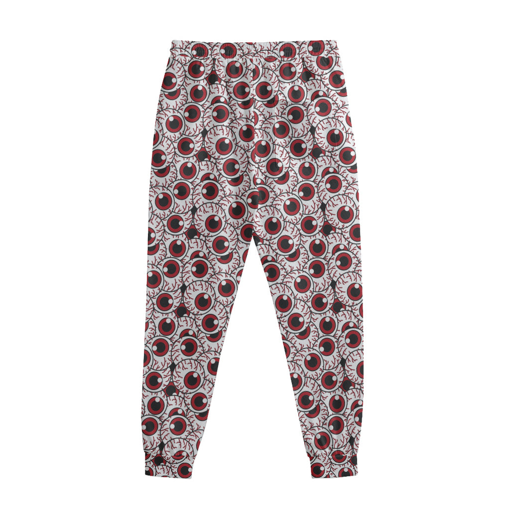 Creepy Red Eyeball Pattern Print Sweatpants