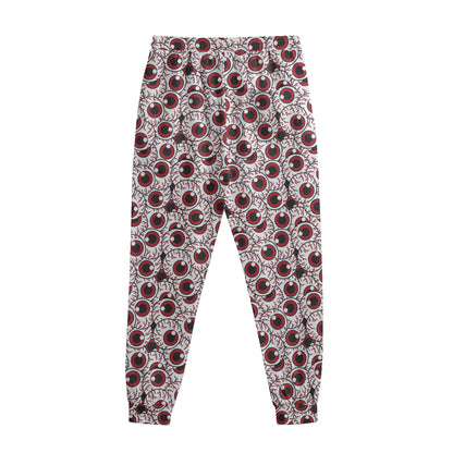 Creepy Red Eyeball Pattern Print Sweatpants