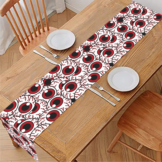 Creepy Red Eyeball Pattern Print Table Runner