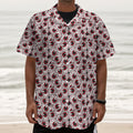 Creepy Red Eyeball Pattern Print Textured Short Sleeve Shirt