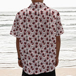 Creepy Red Eyeball Pattern Print Textured Short Sleeve Shirt