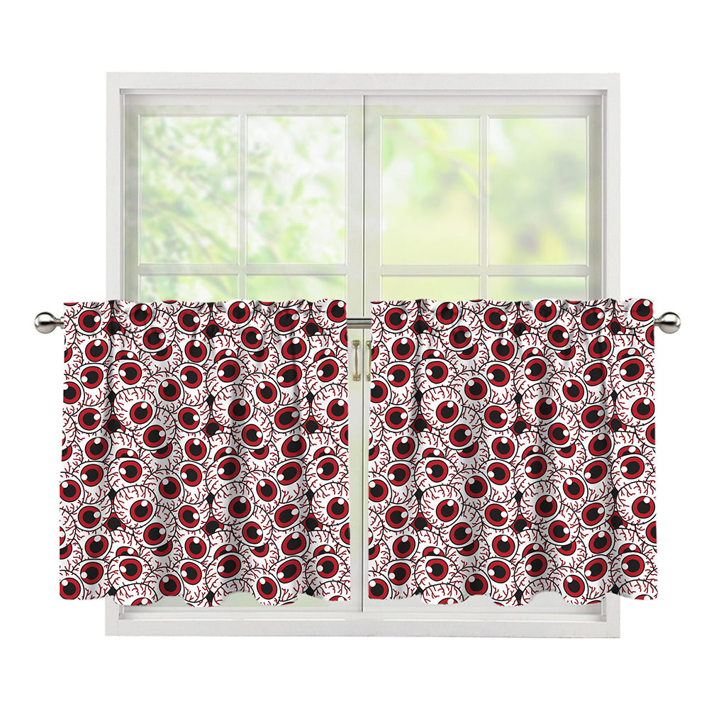 Creepy Red Eyeball Pattern Print Tier Curtains