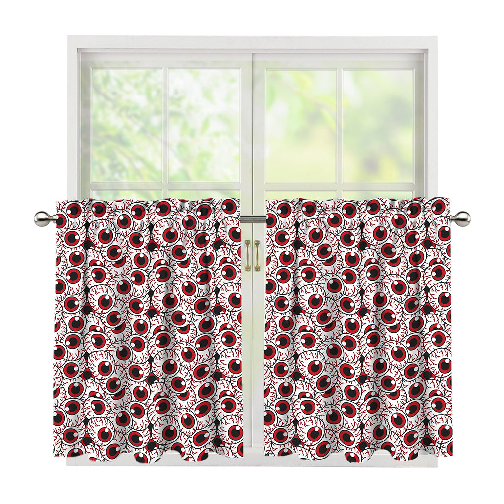 Creepy Red Eyeball Pattern Print Tier Curtains