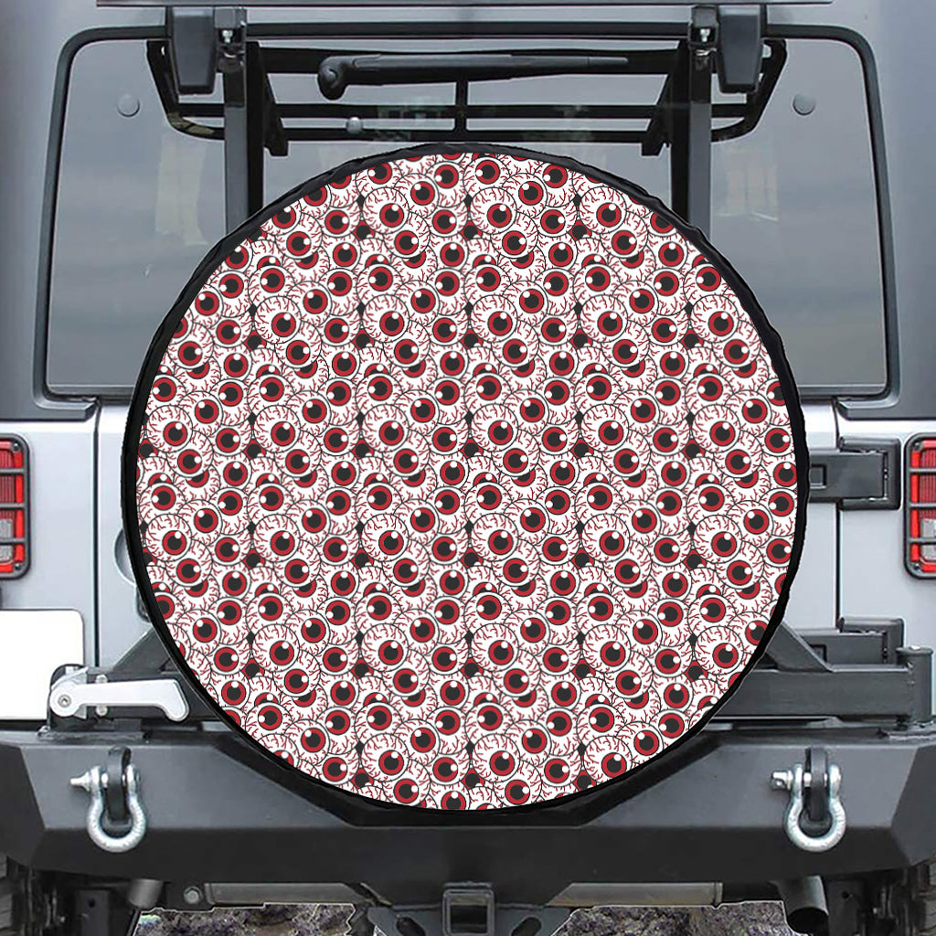 Creepy Red Eyeball Pattern Print Tire Cover