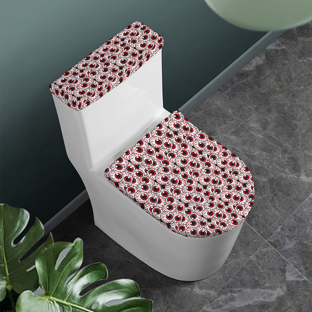 Creepy Red Eyeball Pattern Print Toilet Lid And Tank Cover Set