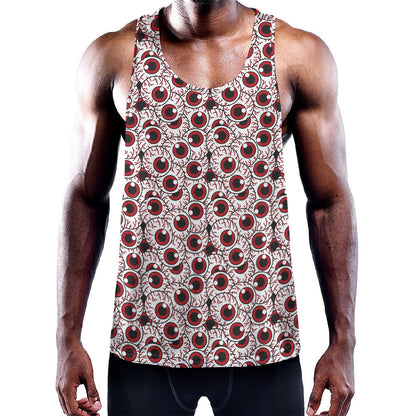 Creepy Red Eyeball Pattern Print Training Tank Top
