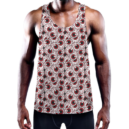 Creepy Red Eyeball Pattern Print Training Tank Top