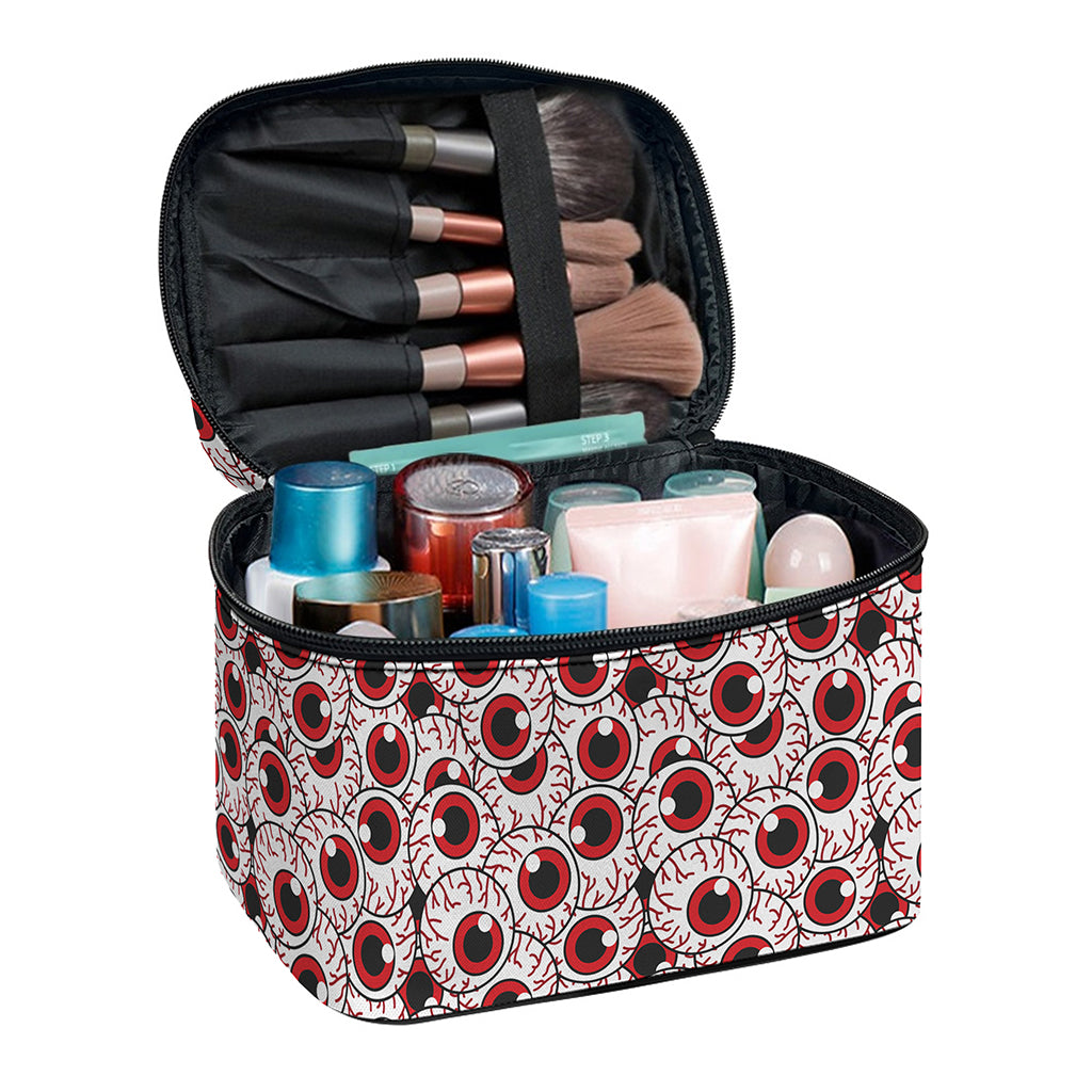 Creepy Red Eyeball Pattern Print Travel Makeup Bag