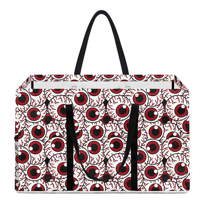 Creepy Red Eyeball Pattern Print Utility Tote Bag