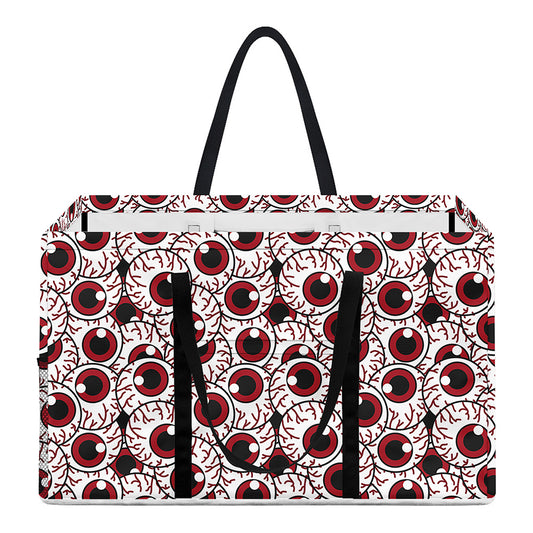 Creepy Red Eyeball Pattern Print Utility Tote Bag