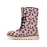 Creepy Red Eyeball Pattern Print Winter Boots