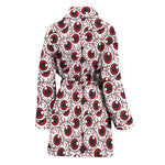 Creepy Red Eyeball Pattern Print Women's Bathrobe