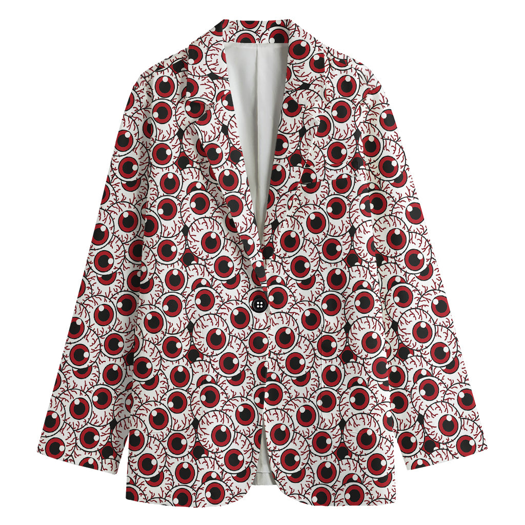 Creepy Red Eyeball Pattern Print Women's Blazer