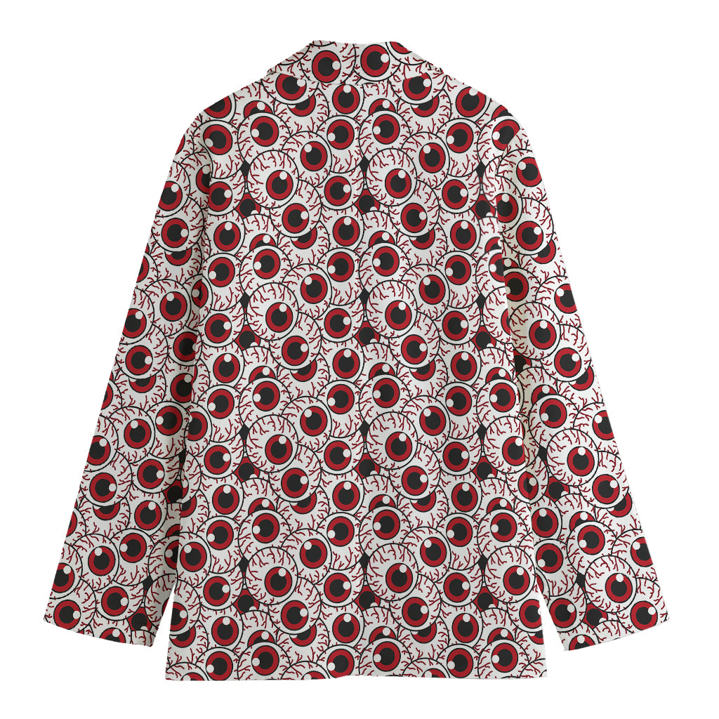 Creepy Red Eyeball Pattern Print Women's Blazer