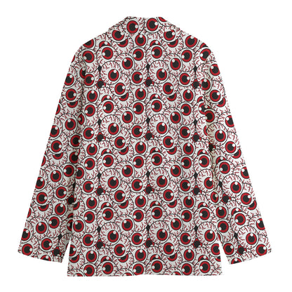 Creepy Red Eyeball Pattern Print Women's Blazer