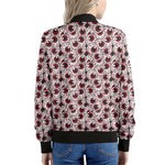 Creepy Red Eyeball Pattern Print Women's Bomber Jacket