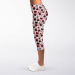Creepy Red Eyeball Pattern Print Women's Capri Leggings