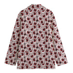 Creepy Red Eyeball Pattern Print Women's Cotton Blazer