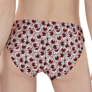 Creepy Red Eyeball Pattern Print Women's Panties