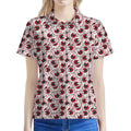 Creepy Red Eyeball Pattern Print Women's Polo Shirt