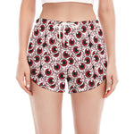 Creepy Red Eyeball Pattern Print Women's Split Running Shorts
