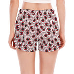 Creepy Red Eyeball Pattern Print Women's Split Running Shorts